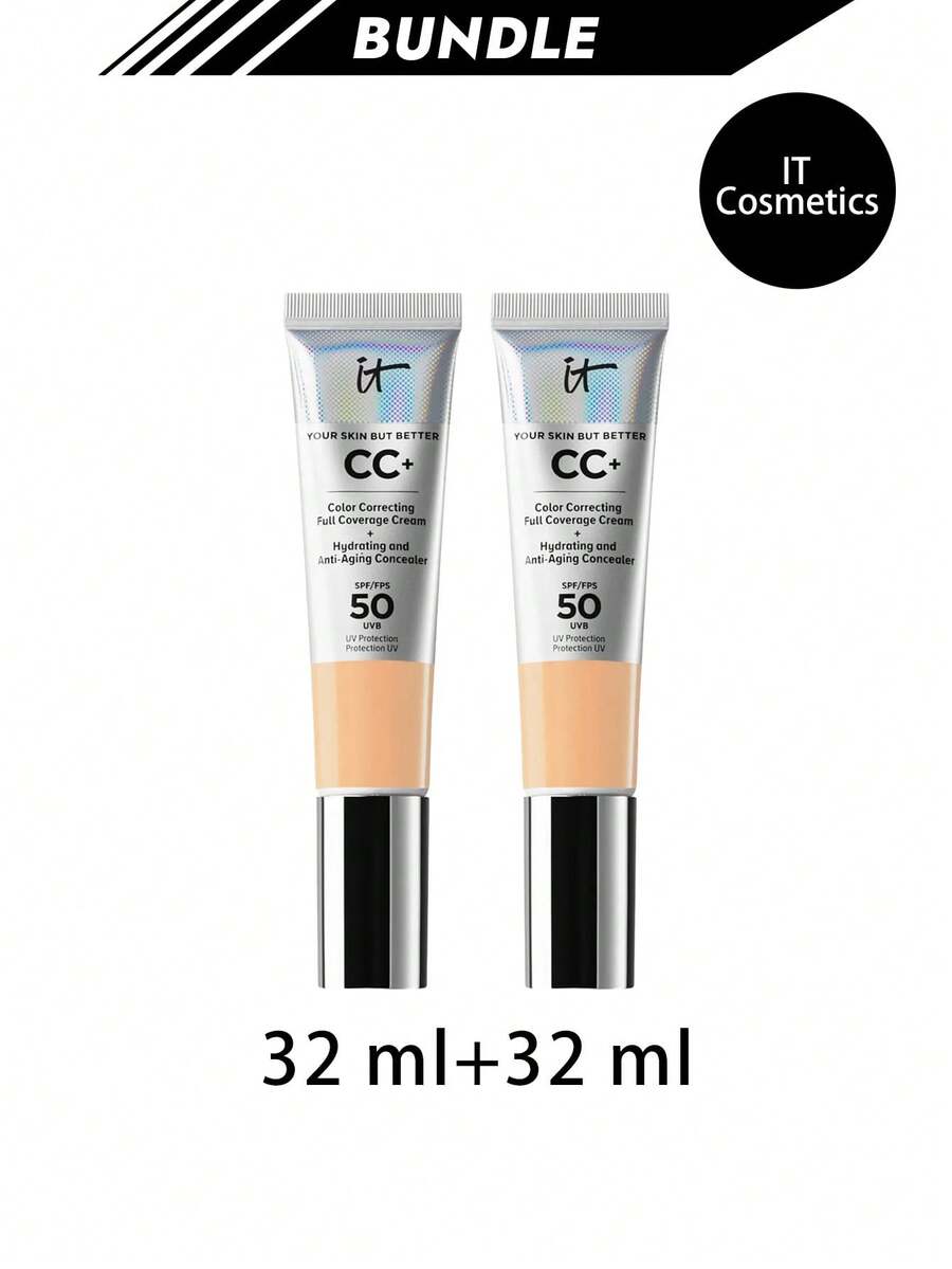 IT Cosmetics [حزمة] كريم أساس CC+ تغطية كاملة SPF50 لون متوسط محايد 32 مل * 2 - وسط محايد - مشاهدة 1