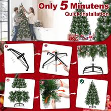 Christmas Tree  Artificial Xmas Tree With Snow Premium PVC Bushy Realistic Fir Quick Installation Natural With Metal Stand For Christmas New Year Decorations - Green With Snow - View 4