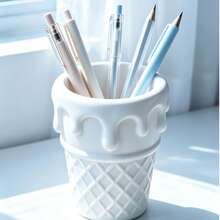 Creative Ice Cream Waffle Pen Holder Cute Cream Drip Desktop Storage Bucket Student Office Pencil Cup - View 4