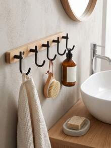 Hook Rack, Suitable For Kitchen Gadgets, Bath Accessories, Hand Towels And Lightweight Garments. Drill-Free Adhesive Installation Without Damaging Tiles, Perfect For Kitchen, Bathroom And Entry Wall, Combines Practical Storage - Multicolor - View 10