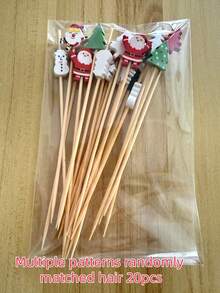 1/10/20/50/100/200pcs Assorted Christmas Element Pattern Fruit Picks, Including Snowflake, Reindeer, Christmas Tree, Santa Claus, Snowman, Cocktail Picks, Fruit Forks, Disposable Fruit Picks, Christmas Tree Decoration, Appetizer Toothpicks, Suitable For Cocktail Party, Birthday Party, Wedding, Christmas Decoration, Christmas (Assorted Patterns Randomly Matched And Shipped) - Multicolor - View 12