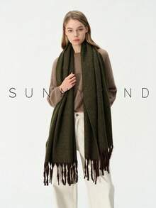 1pc Women's Solid Color Polyester Soft Skin-Friendly Warm Scarf For Daily Use - Army Green - View 5