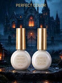 PERFECT COLOR 2pcs Weekend DIY Nail Kit, Peel Off Base Coat And Glossy Top Coat For Easy Home Manicure For Women, UV/LED Lamp Required Suitable For Autumn And Halloween 8ml - Weekend DIY Kit - View 9