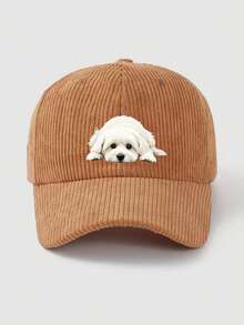 1pc Corduroy Baseball Cap With Cute Dog Patch, Vintage Y2K Adjustable Dad Hat, Personalized Pet Lover Style, Suitable For Daily Commute, Travel, Dog Walking - Multicolor - View 9