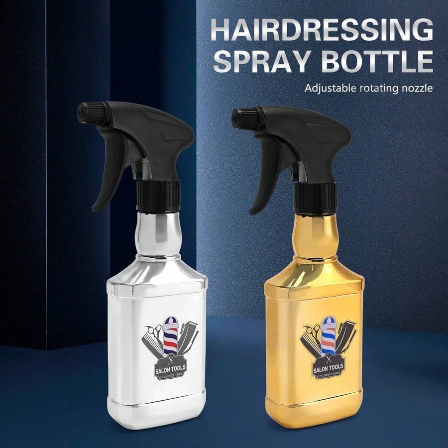 Salon Hair Spray Bottle, Electroplated Reusable Hair Mist Sprayer, Adjustable Nozzle Hair Spray Bottle