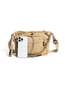 Black Drawstring Crossbody Bag, Multi-Pocket Nylon Shoulder Bag With , Adjustable Strap Casual Slouchy Sling Bag For Daily Commute Outdoor - Multicolor - View 9