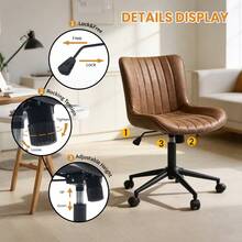 Soft Soft Swivel Entryway Storage Chair – 60 X 63 X 79 Cm Modern Scallop Back Armchair With 360° Rotation, Upholstered Shell Design For Bedroom, Vanity, Lounge, Office - Brown - View 6