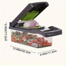 16-In-1 Multi-Function Vegetable Slicer Set - Manual Food Slicer With Container, Strainer Basket And Hand Guard - Perfect For Slicing Potatoes, Onions, Carrots, Garlic - No Electricity Needed, Green And Black, Vegetable Slicer - Multicolor - View 8