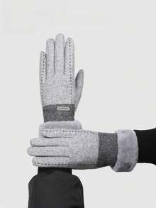 1 Pair Thickened Fleece-Lined Winter Gloves With Plush Cuffs, Warm Touchscreen Full-Finger Gloves, Soft Windproof Cycling Gloves For Women, Christmas & Birthday Gift, Suitable For Riding, Commuting & Outdoor Cold Weather - Multicolor - View 8