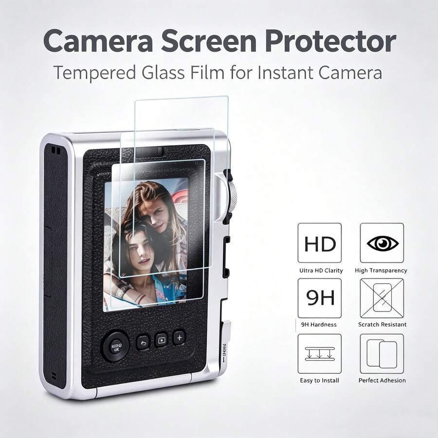 3pcs Transparent Tempered Glass Screen Protector Film 9H Camera Screen Protector Film For IN-Stax Mini Camera Display Screen Protection Glass Anti-Fall Anti-Scratch Tempered Glass Easy Installation No Bubbles Camera Accessories - View 1