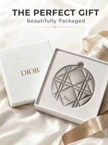 DIOR Luxury Silver Embossed Rhombus Pattern Round Compact Mirror, Portable Double-Sided Folding Small Mirror, Exquisite Metal Texture Pocket Makeup Mirror, Highly Attractive 3D Rhombus Pattern Handheld Mirror - Silver Diamond-pattern Round Mirror - View 8