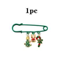 Christmas Theme Safety Pins Brooch Set, Reindeer Christmas Tree Candy Design Sweater Pin, Festive Decorative Brooch For Women, Daily Wear Coat Scarf Hat Fixing Pin, Party Ornament Gift Box Card Decor, Holiday Mood Small Accessory - 1PC - View 8