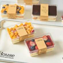 50pcs Transparent Tiramisu Containers (25 Boxes And 25 Lids). Square Flip-Top Boxes, Suitable For Cakes, Mousses And Desserts. Perfect Choice For Birthdays, Weddings, Holidays And Birthday Parties - Multicolor - View 5