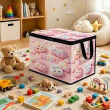 1PC Factory Direct Squishy Cute Bun Pattern Under-Bed Storage With Zipper Flap Foldable Storage Box - Suitable For Book Organization, Under-Bed Storage, Car Trunk Storage, Cosmetics, Hair Styling Tools, Toy Storage, Student Back To School Storage, Office, Home Organization, Clothing, Blankets, Daily Essentials Large Capacity Storage - A - View 11