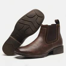 Vintage Western Cowboy Boots Men's Shaft Ankle Boots Commuter Versatile Ankle Boots - Brown - View 8