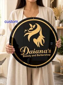 1pc Personalized Custom Text Logo, Acrylic Mirror & Black Letter Cutout, Laser Cut Corporate Sign, Laser Cut Logo Sign, Corporate Wall Sign, Indoor Decor Commercial Logo Studio Custom - Multicolor - View 6