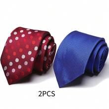 AlanKing 2pcs Men's Geometric Polka Dot Ties, Suitable For Matching Shirts And Suits, Applicable For Workplace Interviews And Formal Business Occasions - Color Mixing - View 9