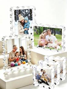 Acrylic Scalloped Edge Photo Frame, 5x7 Inch Acrylic Frame, Double-Sided Transparent 4x6 Photo Frame, Thick Wavy Photo Frame, Frameless Standalone 4x4 Photo Frame, 2x3 Inch Photo Frame, Suitable For Desktop Display Gift, Applicable For Home, Graduation Season, Travel, Wedding, Birthday Gift, Photo Frame - Acrylic - View 1