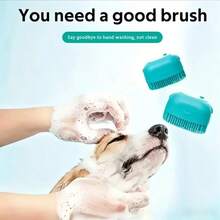 1pc Summer Pet Bath Brush, Silicone Massage Rubber Grooming Tool With Shampoo Storage, Suitable For Dogs And Cats - Multicolor - View 5