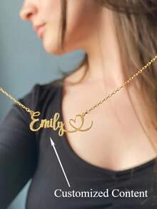 Customizable Cute Name Necklace, Personalized Stainless Steel Heart Pendant Necklace, Forever Love Necklace, Gift For Yourself - Multicolor - View 1
