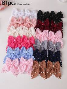10/1pc Girls Multi-Color Lace Swallowtail Bow Hair Clips, Side-Parting Simple Bangs Clips, Non-Damaging Hair Clips, Sweet Versatile Alligator Hair Clips For Back Of Head, Baby Hair Clips For Daily Use - Multicolor - View 9