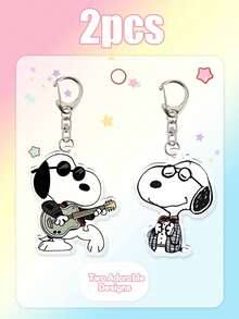 MASSDI Music & Gentleman Style Key Chain Set, High Definition Bold Line Cartoon Prints, Smooth Polished Asymmetrical Edges, Rotatable Metal Connector Chain, Lightweight Slim Design, Ideal For Backpack Decoration, Key Organizer And Fan Gift - Multicolor - View 10