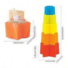 Khối đồ chơi xếp chồng hình ngôi sao vỏ trứng nhiều màu sắc, khối giáo dục giúp tăng cường phối hợp tay mắt và nhận biết màu sắc & hình dạng, đồ chơi cho trẻ tập đi, thiết kế vui nhộn, màu ngẫu nhiên, cạnh nhẵn, nhẹ, đồ chơi nhận biết hình dạng - Nhiều màu - Xem 7