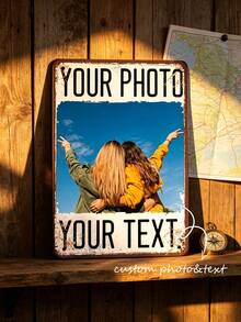 Custom Photo Metal Sign, Personalized Wall Decor Plaque, Custom Metal Tin Photo Wall Art Home Decor, Suitable For Bar, Cafe, Office, Vintage Metal Sign, Wedding Use, Retro Rusty Style, Home Or Outdoor Use, Can Add Photo And Text, 20*30 Cm - Multicolor - View 6