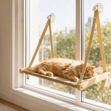 Foldable Cat Window Hammock 20kg Suction Cup Perch Washable Bed - Khaki M - View 7