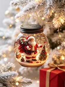 5pcs/1pc 2D Acrylic Santa Claus Christmas Hanging Ornament, Tree Pendant, Wish Bottle Shaped Christmas Tree Hanging Decoration, Multi-Functional Keychain And Backpack Charm, Christmas Holiday Decoration, Holiday Home Decor, Christmas Party Gift - A - View 5