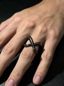 CIREY 1pc Unique Design Articulated Double Leg Ring, Distressed Vintage Niche Men's Finger Ring - Leg Ring - View 6