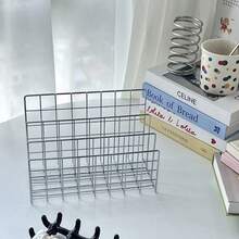 Minimalist Iron Desktop Organizer Rack Metal Desk Storage Shelf Book Stand Multifunctional Organizer - Light Grey - View 2