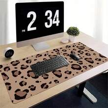 Retro Coffee Brown Leopard Print PU Leather Desk Pad, Waterproof Oilproof Large Gaming Mouse Pad, Stylish Minimalist Desktop Decoration For Home Office Gaming Work - View 4