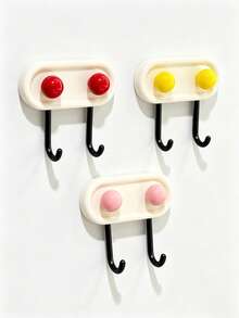 Dopamine Strong Adhesive Hooks, Drill-Free Heavy Duty Load Bearing Double Head Clothes Hook For Bathroom Kitchen Door Behind - Multicolor - View 5