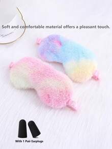 Tie-Dye Gradient Plush Sleep Mask, Soft Light-Blocking Eye Mask, Suitable For Napping, Travel, Home Sleep - A - View 6