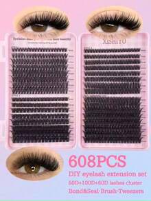 528pcs Individual False Eyelash Book, Large Capacity, 9-16mm Mixed Length Cluster False Eyelashes, Suitable For Beginners For DIY At-Home Eyelash Extension Kit - DD - View 11