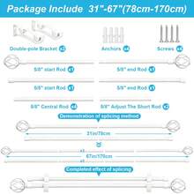 1 Set Double Curtain Rod Set, Metal Adjustable Splice Double Curtain Rod Set, Suitable For Windows, Equipped With Rod Brackets, Perfect For Bathroom, Bedroom And Living Room Blackout Curtains (White) - American Style Double Rod - White - View 13