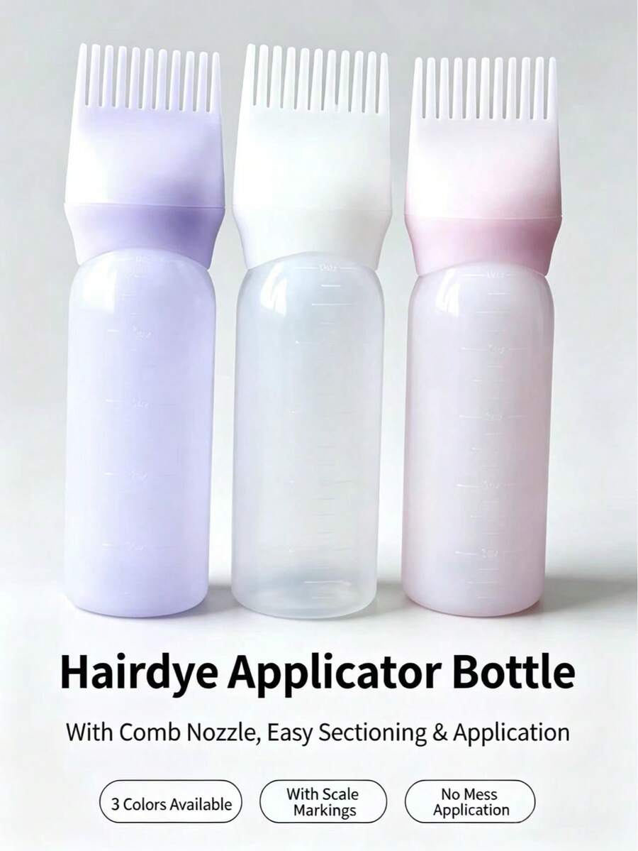 Hair Dye Applicator Bottle With Comb Nozzle, Root Dyeing Comb Bottle With Scale Markings, Reusable Salon And Home Hair Dyeing Bottle - A - View 1