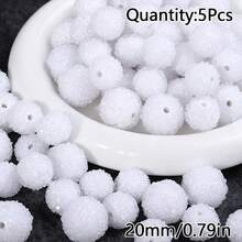 16/20mm 5顆裝彩色糖果圓形壓克力珠 DIY珠寶項鍊手鍊吊墜材料配件散珠 - 砂糖圓珠 - 查看 26