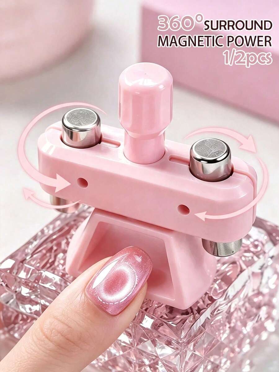 1/2pcs New Automatic Multi-Function Rotating Cat Eye Magnetic Nail Art Tool Glass Bead Cat Eye Effect Suitable For Beginners And Inexperienced Users