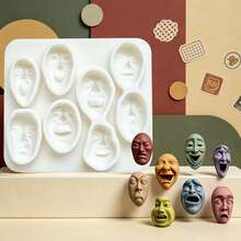Carnival Mask-Shaped Chocolate Cake Decoration Silicone Mold, Expressions Of Joy, Anger, Sorrow And Happiness Sugar Modeling Mold, High-Temperature Resistant Multi-Functional Mold, DIY Flower Paste Dough Cookies, Scented Candles And Soaps - View 6