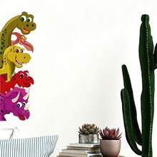 1pc Creative Cute Colorful Dinosaur Wall Sticker For Living Room Bedroom Room Decoration, Rich Dinosaur Varieties With Bright Contrasting Color Design, Beautify Wall Corners And Add Fun Atmosphere To Space. Made Of Self-Adhesive PVC Material, Moderate Adhesion And No Residue. - one-size - View 4