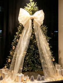 1pc Extra Large Organza Bow Christmas Tree Decoration, DIY Decor, Create Festive And Dreamy Pink Atmosphere, Suitable For Wedding, Bachelorette Party, Gender Reveal Backdrop And Wall Decoration - Multicolor - View 11