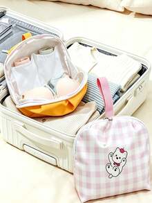 1pc Printed Travel Storage Bag, Large Capacity Underwear & Socks Bag, Portable Multi-Functional Underwear & Daily Small Items Organizer, Room Decor, Large Capacity 3-In-1 Underwear Storage Bag, Home Christmas Decoration - Multicolor - View 4