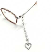 1 Pair Handmade Elegant Cute Gradient White Faux Pearl Heart Pendant Eyeglasses Chain Decoration - Gold - View 7
