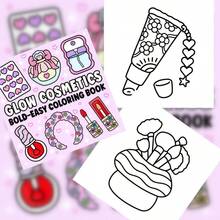 Bold Easy Glow Cosmetics Coloring Book, Kawaii Makeup, Lipstick, Perfume & Nail Art Line Art, Relaxing Activity Book For Beauty Lovers - Multiple Styles - View 3