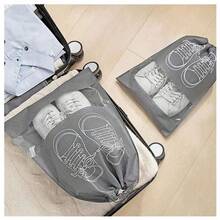 Black Travel Essential 5Pcs Shoes Storage Bag With Rope Travel Storage Bag With Drawstring Waterproof Beach Bag For Men And Women Travel Supplies - Grey - View 3