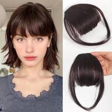 1pc Clip-In Bangs Hairpiece, Thin Tulle Fringe With Sideburns, Lightweight Realistic Straight Bangs With Invisible Hairline, Synthetic Fiber Natural Style Fake Bangs Hair Accessory, Suitable For Women And Girls Daily Wear - Multicolor - View 3
