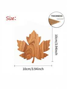 Thanksgiving Maple Wood Coaster Set, Maple Leaf Shaped Wooden Coasters, Autumn Tabletop Decor, Natural Wooden Coffee Cup Coasters, Rustic Farmhouse Style Kitchen And Dining Table Decor, Holiday Home Decor Accessories, Maple Leaf Shaped Wooden Coasters - Multicolor - View 9