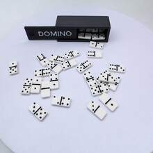 1 Set - Miniature Dominoes Set Ornament - 24 Pieces Dominoes + Drawer Storage Box, Ultra-Small Mini Realistic Bone Tiles, Role-Playing Game Props, Model House Decoration Small Ornament - Type a - View 1